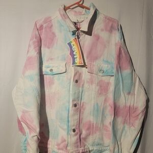 Levi's Pride Tie Dye USE YOUR VOICE Denim LGBTQ Trucker Jacket Men's Size XL
